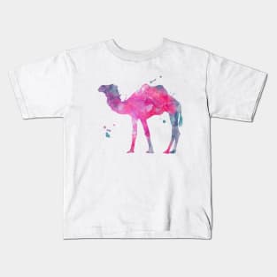 Pink Camel Watercolor Painting Kids T-Shirt